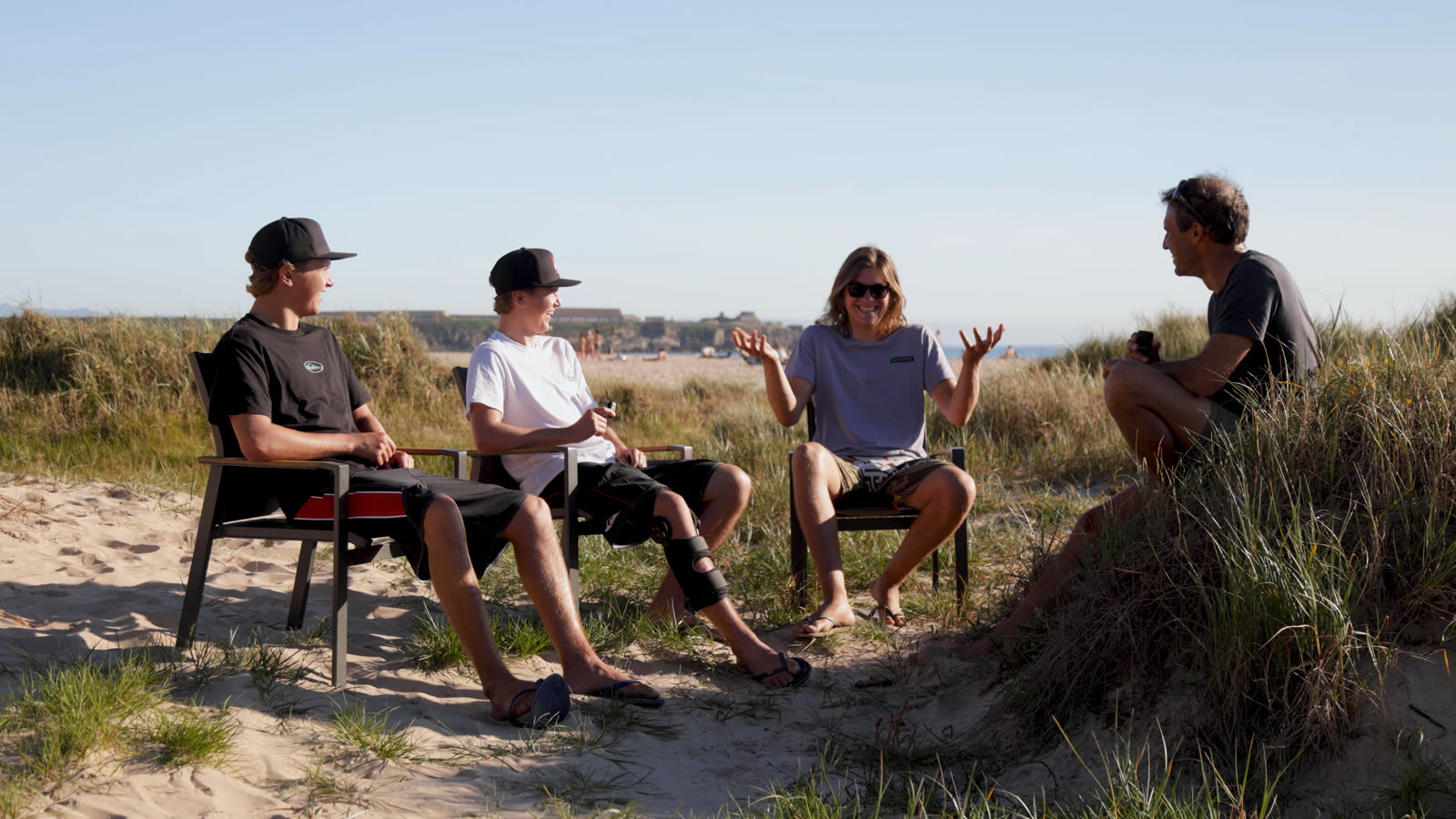 On the beach in Tarifa - Tom, Aleks, Rocco and Michi